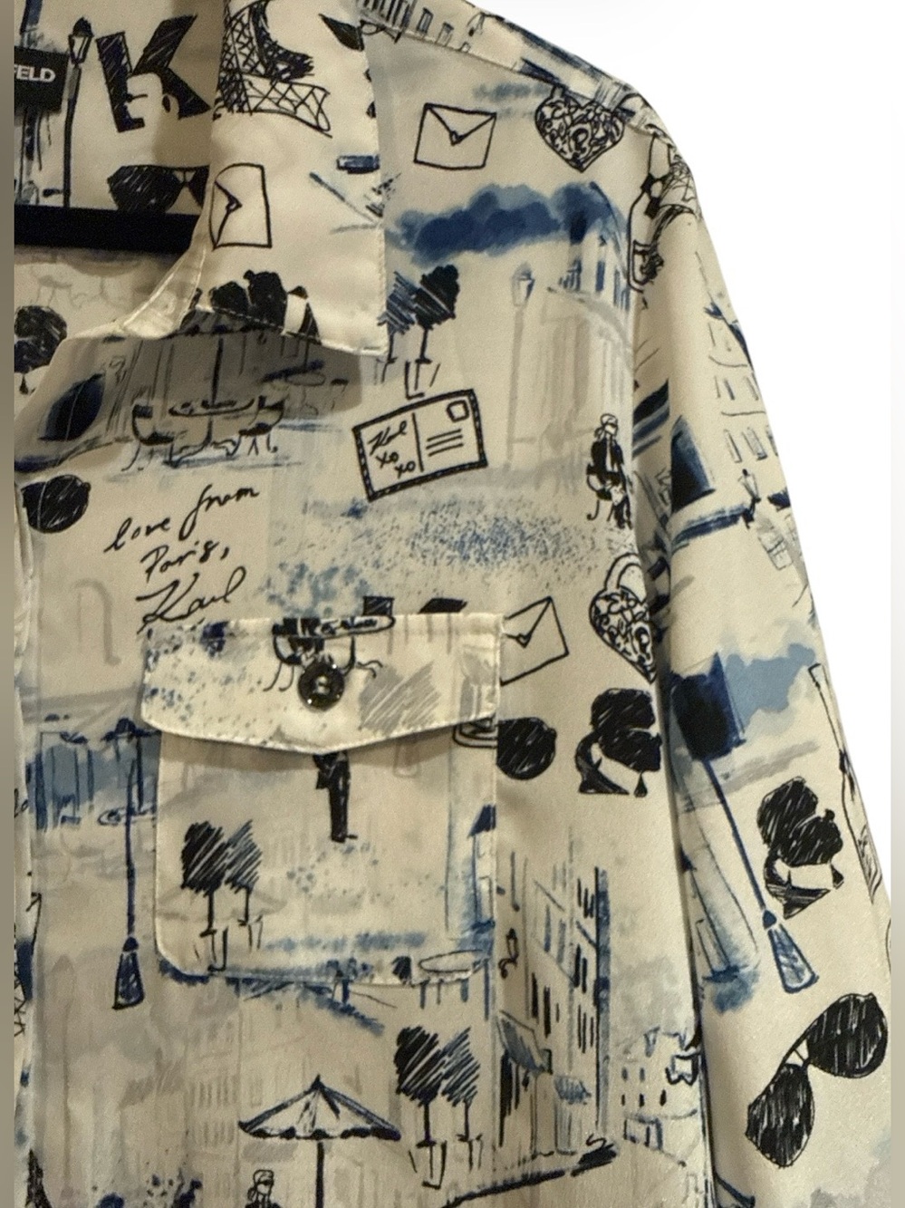 Karl Lagerfeld Paris long-sleeve button-down blouse - Picture 3 of 5